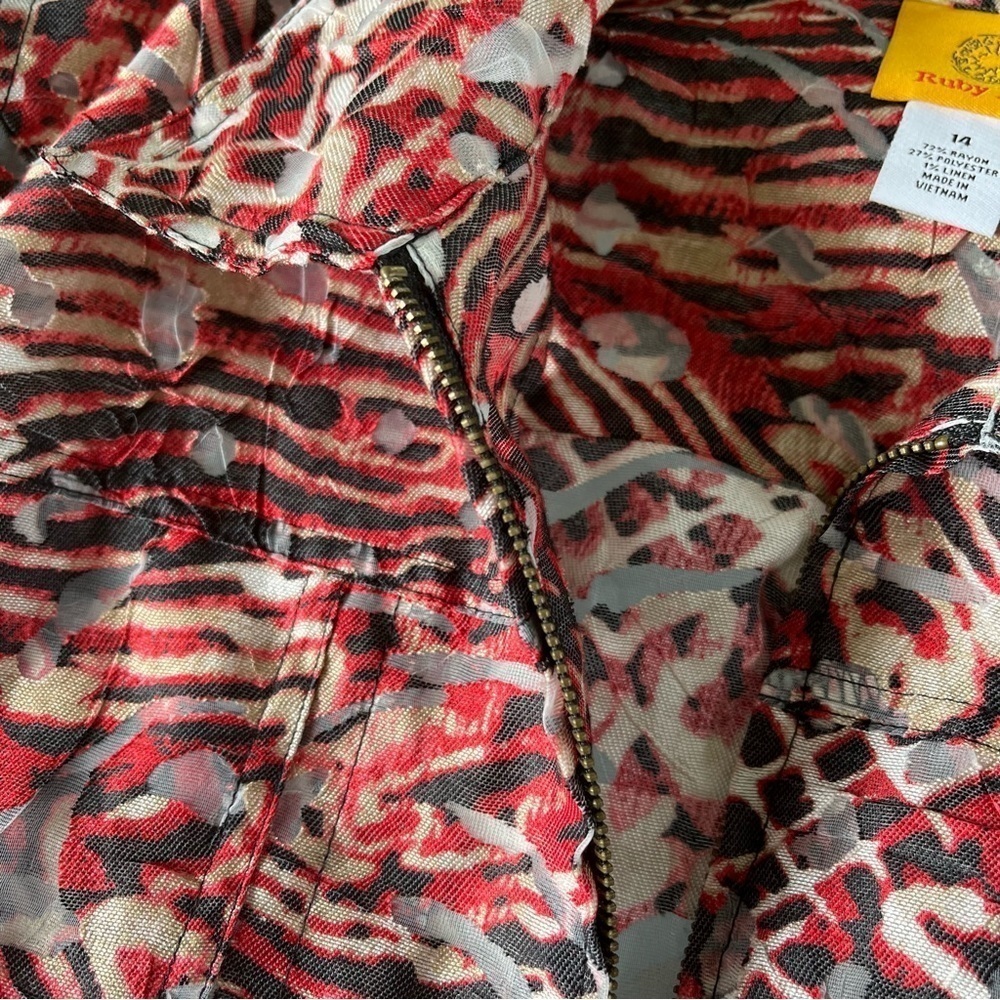 Ruby Rd Animal Print With Sheer Cutouts Jacket Bu… - image 4